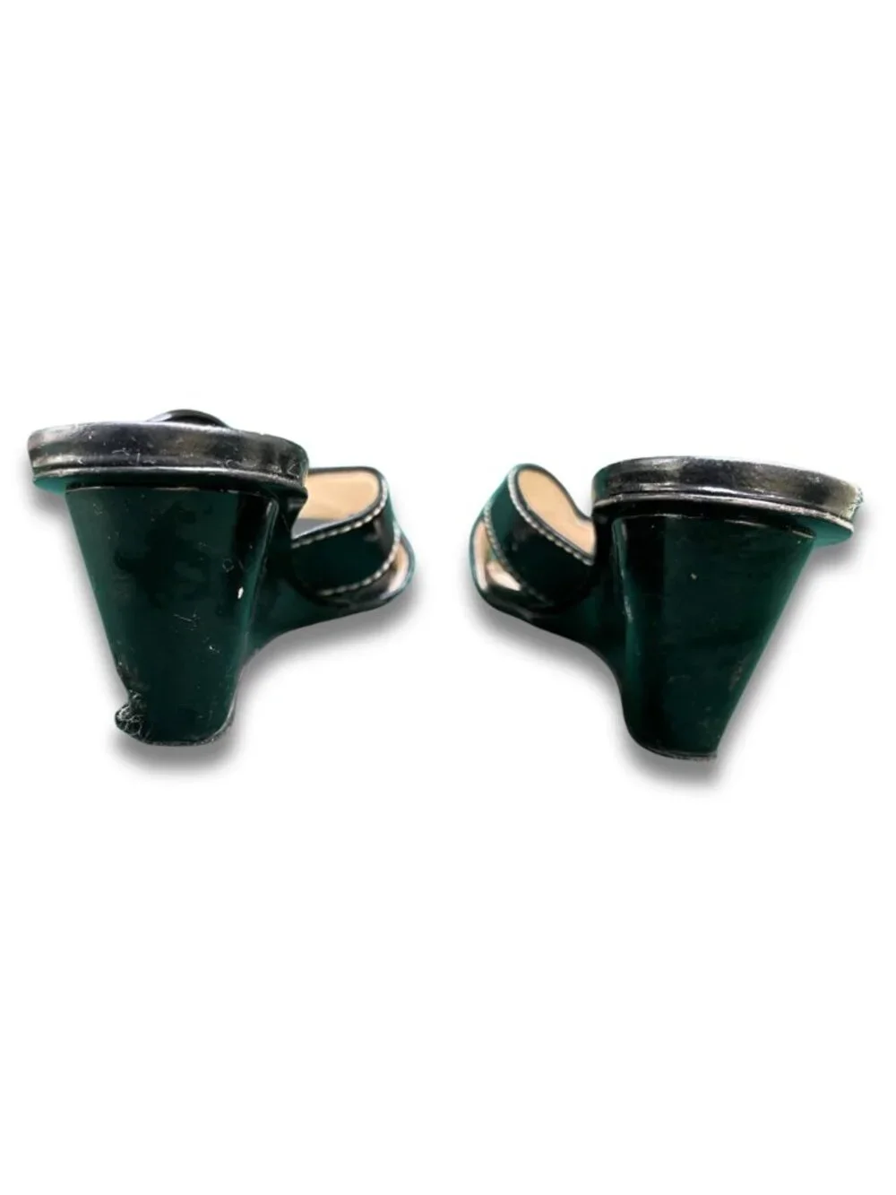 PRADA Women's Shoes Size 6.5 Black Patent Leather Slide Mule Sandals   Italy - Picture 3 of 5